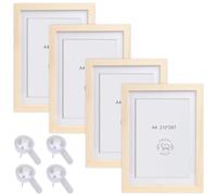 GOMETY Cornice portafoto A4, set da 3/4 pezzi, in legno, 21 x 30 cm, cornice in MDF, DIN A4, in plexiglass infrangibile, ideale per collage ritratti
