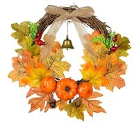 GOMETY Ghirlanda autunnale artificiale in acero, 30 cm, corona autunnale in acero, decorazione per la porta di casa, foglie d'acero, per la decorazione autunnale, per il giorno del Ringraziamento,