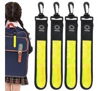 GOMETY Indicatori di direzione a LED per borsa scuola, 4 pezzi, catarifrangenti, per bambini, indicatori di direzione, 3 modalità, luce di sicurezza, impermeabile, riflettente per zaino, escursionismo