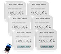 GOMETY Interruttore Intelligente Modulo 2 Vie: 6 Pezzi Controllo APP Interruttore, Interruttore WLAN, per Casa Intelligente (Bianco)