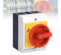 GOMETY Interruttore principale, 25 A, 3 poli, interruttore girevole con alloggiamento in plastica, IP65, interruttore di separazione, interruttore di separazione del carico da parete, interruttore per