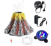 GOMETY Kit ornamento vulcanico per acquario con pompa ad aria, luce a LED, per acquario e serbatoio di pesce, decorazione per serbatoio di pesce, decorazione