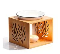 GOMETY Lampada profumata Tealight in ceramica di bambù, lampada aromatica con ciotola rimovibile, bruciatore a olio per oli essenziali e cera profumata, lampada decorativa per casa, ufficio, spa e