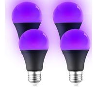 GOMETY Lampadina UV Luce Nera: 4 Pezzi 9W Lampadine UV E27, Illuminazione UV 385-400nm, Lampadina LED UV E27, Lampadina Luce Nera, Lampada Luce Nera