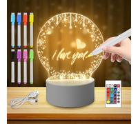 GOMETY Luce notturna a LED in acrilico, lampada creativa fai da te con telecomando e penna cancellabile, luce notturna personalizzata per bambini, lampada da comodino per bambini, regalo per la festa