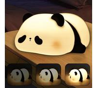 GOMETY Luce notturna a LED per bambini, panda da comodino per bambini, controllo touch, lampada notturna in silicone, dimmerabile, con 3 modalità di luce e timer da 30 minuti, ricarica USB, luce