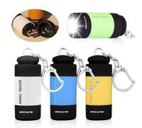 GOMETY Mini Torcia LED per Bambini, 4 Pezzi USB Ricaricabile con Portachiavi, IPX8 Impermeabile Piccola per Campeggio all'Aperto (4)
