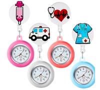 GOMETY Orologio da infermiera, 4 pezzi, carino orologio da infermiera, con clip, orologio da infermiera, orologio da infermiera Fob, portatile, regalo per donne e ragazze, medici, infermieri,