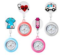 GOMETY Orologio da infermiera, 4 pezzi, con clip, per infermiere e medici, Colore: rosso