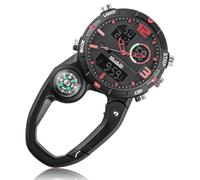 GOMETY Orologio da infermiera, orologio da tasca, a moschettone, luminoso, con clip a moschettone, orologio da infermiere, orologio al quarzo multifunzionale per donna e uomo, Colore: rosso