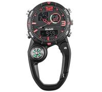 GOMETY Orologio da tasca con moschettone, orologio da infermiera, orologio con clip e moschettone con illuminazione, calendario, settimana, sveglia, bussola, orologio digitale, orologio analogico al