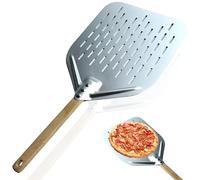 GOMETY Pala per pizza perforata, 12 pollici, perforata, in alluminio anodizzato, perforata e spingere il pane con manico anti-scottatura, per pizza fatta in casa