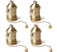 GOMETY Portalampada E27 vintage con interruttore a catena, portalampada in rame con catena di trazione, lampada da tavolo, attacco a vite per fai da te Edison a a sospensione (4)