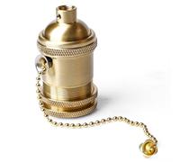 GOMETY Portalampada E27 vintage con interruttore a catena tirabile, portalampada in rame con catena di trazione lampada da scrivania da tavolo portapampada attacco a vite per fai da te Edison lampada