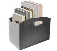 GOMETY Portariviste pieghevole, supporto per riviste, 35 x 19 x 27 cm, organizer per riviste, moderno, per ufficio, casa e soggiorno (grigio)