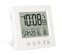 GOMETY Radiosveglia digitale con termometro, luce calendario, temperatura, orologio radio, visualizzazione settimanale, visualizzazione della data, due sveglia indipendente, regolazione automatica,