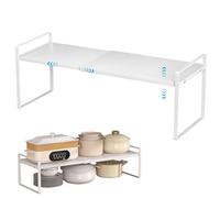 GOMETY Scaffalatura espandibile, telescopica, per armadio, 35 - 65 cm, larghezza: 22 cm, altezza: 25 cm, impilabile, organizer da cucina, per armadio da cucina e piani di lavoro, dispensa