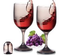 GOMETY Set di 2 bicchieri da vino in plastica to go, 200 ml da campeggio, per piscina, moderni bicchieri da vino rosso e bianco, per viaggi, picnic e attività all'aperto