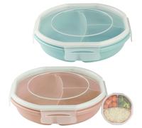 GOMETY Set di 2 piatti per forno a microonde, ciotola bento, design ermetico, con chiusura a fibbia, contenitore separato, con 3 scomparti senza BPA, stoviglie per microonde con coperchio per