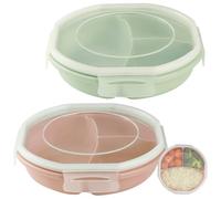 GOMETY Set di 2 piatti per forno a microonde, ciotola bento, design ermetico, con chiusura a fibbia, contenitore separato, con 3 scomparti senza BPA, stoviglie per microonde con coperchio per