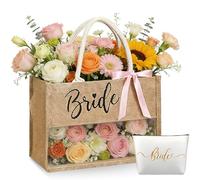 GOMETY Set di 2 sacchetti regalo da sposa, in iuta, 38 x 31 x 13 cm, per cosmetici, accessori per donne, sacchetto di iuta per matrimonio, addio al nubilato, fidanzamento, luna di miele