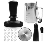GOMETY Set di 22 tamper per caffè, accessori da barista con 51 mm, tappetino da 51 mm, brocca per latte, cucchiaio da mescolare, penna per latte e stencil per espresso