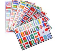 GOMETY Set di 224 bandiere nazionali, 7 fogli adesivi per bandiere paesi, set di adesivi su 7 fogli DIN A4, ogni bandiera, dimensioni 4,9 x 3,3 cm, per modellismo, valigie, auto, moto, paesi,