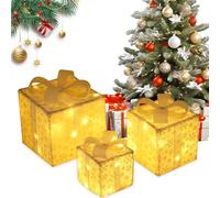 GOMETY Set di 3 scatole regalo a LED, scatole regalo luminose di Natale, decorazione natalizia luminosa, funzione timer, scatola regalo per decorazione albero, feste, matrimoni