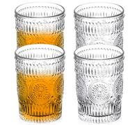GOMETY Set di 4 bicchieri da 380 ml, in stile vintage, per acqua, bevande, cocktail, tè, succo di limo, bicchieri lavabili in lavastoviglie, per casa, ufficio, bar