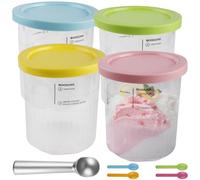 GOMETY Set di 4 contenitori per gelatiere Ninja Creami, Creami Deluxe, per macchina per il gelato Ninja Creamy NC500EU NC501EU, tubs accessori a prova di perdite, colore rosa, giallo, verde, blu