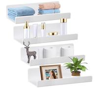 GOMETY Set di 4 scaffali da parete senza fori, 30 cm, autoadesivi, senza forature, in acrilico, decorazione per la casa, per libri, foto, cucina, bagno, ufficio, soggiorno