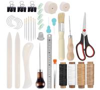 GOMETY Set di strumenti per legatoria da 40 pezzi, materiali e strumenti per legatoria 3 pezzi piegacarta, strumenti di base per legatoria con cordino, filo cerato, aghi per legatoria fai da te