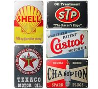 GOMETY Set di 5 Targhe in Metallo Retrò, 20 x 30 Cm, Per Garage, Stile Retrò, Vintage, Per Moto, Per Auto, Per La Casa, Decorazione della Stanza