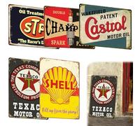GOMETY Set di 5 targhe in metallo retrò, decorazione per garage, 20 x 30 cm, in stile retrò, per moto, garage, targa in metallo, decorazione per moto, decorazione personalizzata, regalo di compleanno