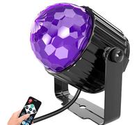 Sfera da discoteca UV nera 6 W con telecomando, luce LED per feste, luce nera, controllo del suono che cambia colore, luce da discoteca, luce da discoteca, luce da discoteca, luce da palcoscenico