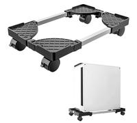 GOMETY Supporto mobile per PC, supporto per CPU in acciaio inox, lunghezza regolabile, larghezza desktop, tower, universale, con 4 ruote, ruote bloccabili, tower sotto scrivania (nero)