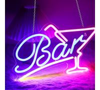 GOMETY Targa luminosa per bar al neon, con USB, LED, personalizzabile, 38 x 23 cm, acrilico, per cocktail, bar, ristorante, feste, club, decorazione da parete
