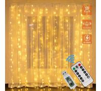 GOMETY USB LED Tenda Luminosa Con Telecomando: 1 Set Bianco Caldo 200 LED, Timer E Dimmerabile, Per Decorazioni Interni Ed Esterni Per Matrimoni, Feste, Natale (Bianco Caldo, 3x2M)
