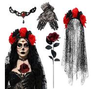 Gomice Per Costumi Del Giorno Dei Morti,Decorazioni Abbigliamento,Set di Costume Giorno dei Morti - Per Donne E Adulti E Sposa E Ragazze E Halloween E Cosplay E Festa E Performance Sul Palco