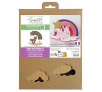 GOMILLE Unicorno/arcobaleno, decorazione 3D certificata PEFC 100% - Kit per il tempo libero creativo a forma di legno da dipingere per bambini