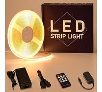 GOMING 24V 10M COB Striscia LED Bianco Caldo 3000K Dimmerabile con Dimmer Alimentatore 24V 3A 72W CRI 93+ 312LED/M Non Impermeabile IP20 Flessibile Luci LED per Soggiorno Natale Bar Decorare