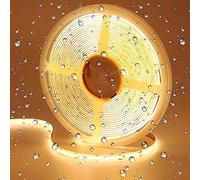 GOMING 24V 10M COB Striscia LED IP65 Impermeabile Bianco Caldo 3000K CRI 93+ Alta Densità 384LED/M Alta Luminosità Flessibile Luci LED per Soggiorno Natale Bar Decorare(Senza Alimentazione)