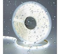 GOMING 24V 10M COB Striscia LED IP65 Impermeabile Bianco Freddo 6000K CRI 93+ Alta Densità 384LED/M Alta Luminosità Flessibile Luci LED per Soggiorno Natale Decorare(Senza Alimentazione)