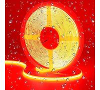 GOMING 24V 10M COB Striscia LED Rosso IP65 Impermeabile Alta Densità 384LED/M Alta Luminosità Flessibile Luci LED per Soggiorno,Natale,Bar Decorare(Senza Alimentazione)