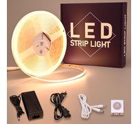 GOMING 24V 10M Striscia LED COB con Sensore di Movimento Bianco Caldo 3000K Strisce LED con 24V 3A Alimentatore IP20 Non Impermeabile CRI 93+ per Mobili da Cucina Scala Vetrina Camera da Letto Letto