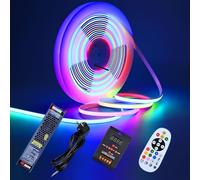 GOMING 24V 10M WS2811 RGB Neon COB Striscia LED IP67 Impermeabile Indirizzabile con Controller e Alimentatore 576LED/M 16W/M Luminosità Uniforme Flessibile Nastri LED Autoadesiva per Arredamento Casa