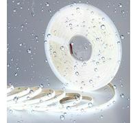 GOMING 24V 15M COB Striscia LED Bianco Freddo 6000K IP65 Impermeabile CRI 93+ Alta Densità 384LED/M Senza Punti Luce Alta Luminosità 11000lm Luci LED per Soggiorno Natale Bar(Senza Alimentazione)