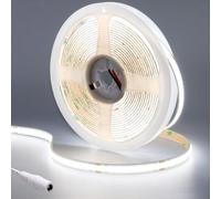 GOMING 24V COB Striscia LED Bianco Freddo 6000K 5M 320LED/M CRI 93+ Alta Densità 1600LED 4300lm Non Impermeabile IP20 Flessibile Luci LED per Soggiorno Natale Bar(Senza Alimentazione)