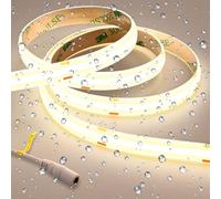 GOMING 24V Super Luminoso COB Striscia LED Bianco Naturale 4000K 5M 2050LM/M 14.5W/M IP65 Impermeabile Alta Densità 480LED/M CRI 93+ Luci LED per Decorazione Casa(Senza Alimentazione)