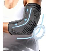Gomitiera Uomini Donne Supporto con Compressione per il Braccio, Unisex Gomito del Tennista/Golfista Con Cuscinetto in Gel e Doppio Stabilizzatore, Comfort Duraturo, Grigio-Nero, M